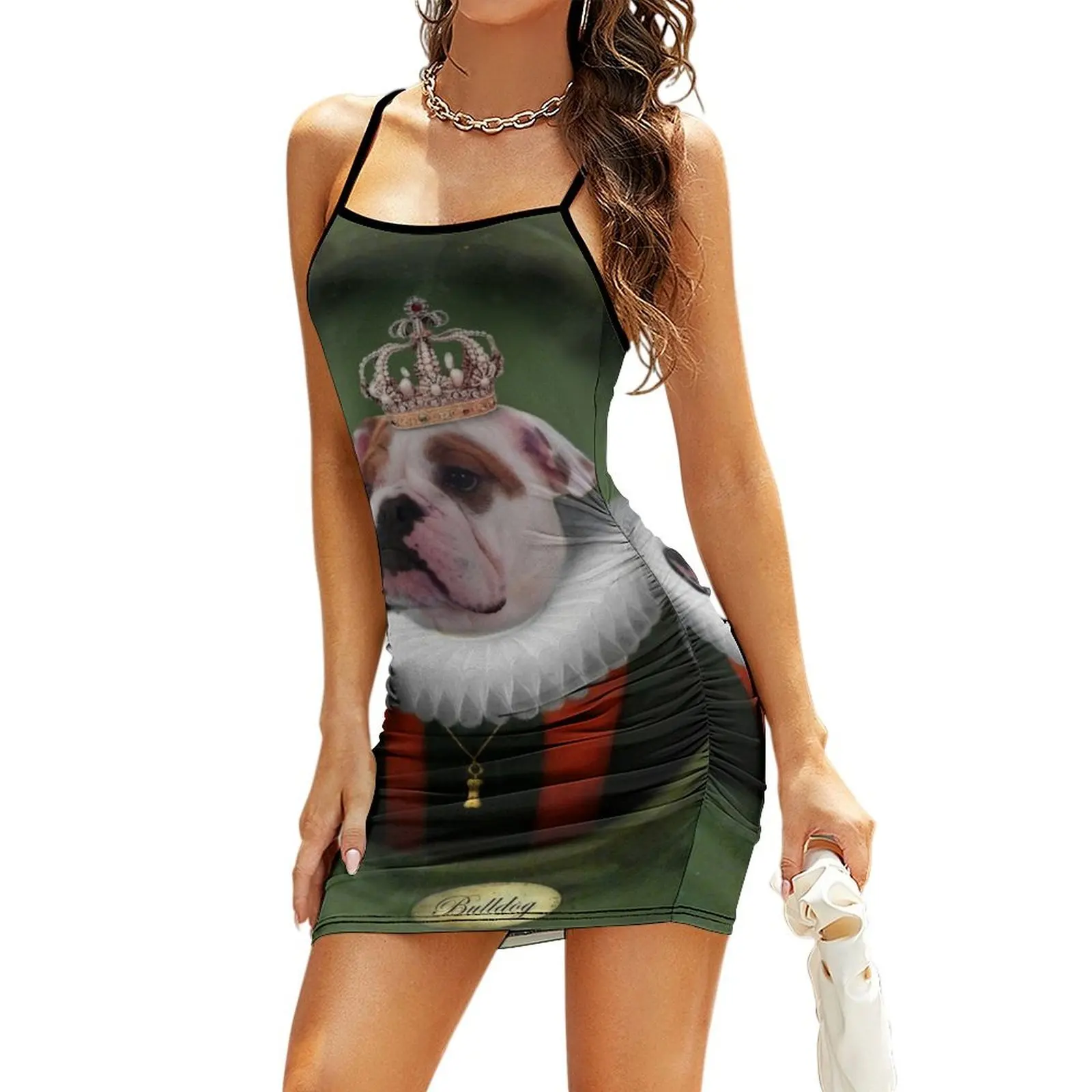 Eglish Bulldog Art - Платье на бретельках с бульдогом Люси платья для выпускного вечера