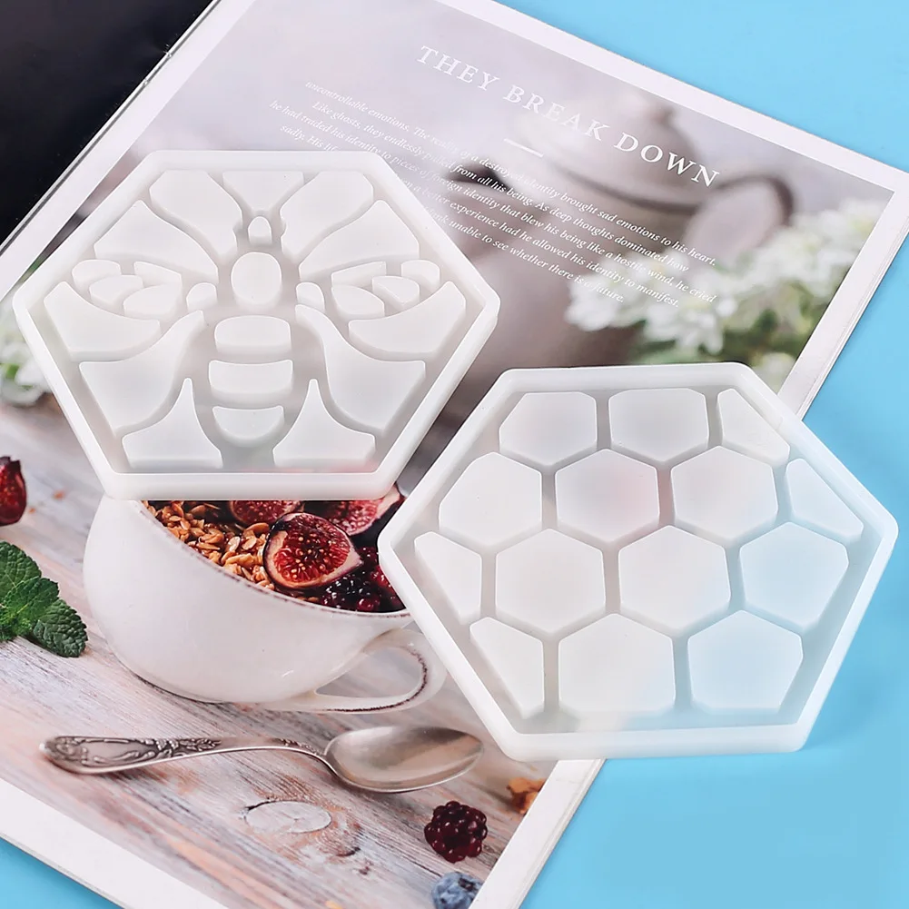 Diy Honeycomb Bee Coaster Mold Crystal эпоксидная смола форма hex Hollow декоративная силиконовая для