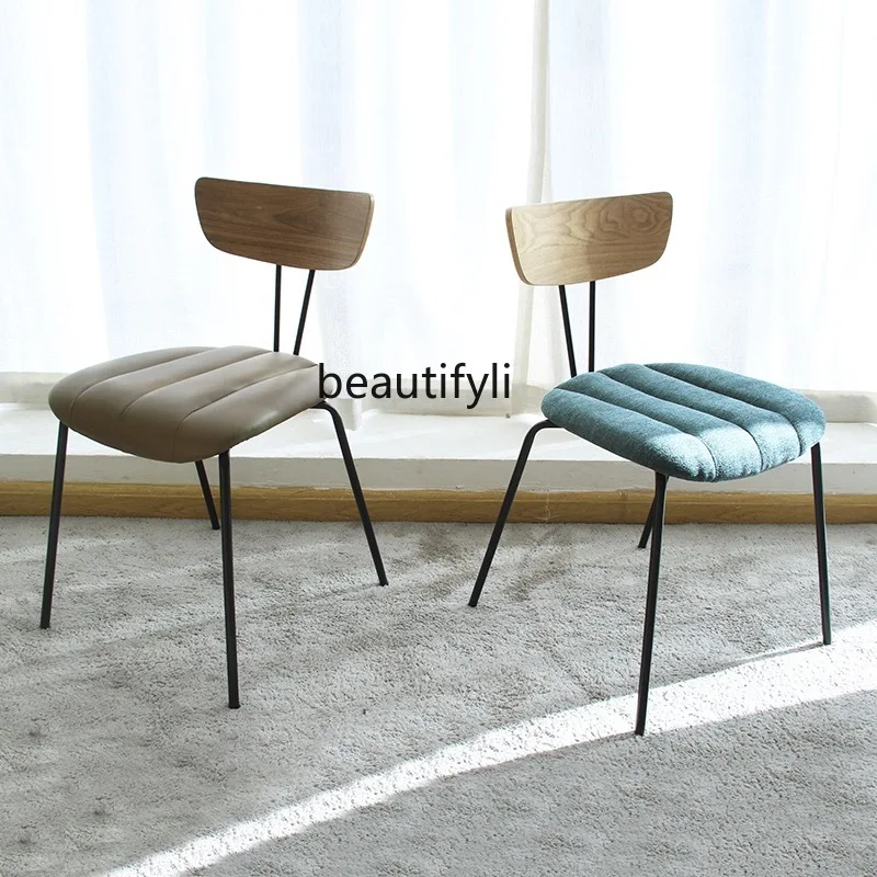 

zqIron Nordic Minimalist Modern Light Luxury American Retro Restaurant and Cafe Home Backrest Chair