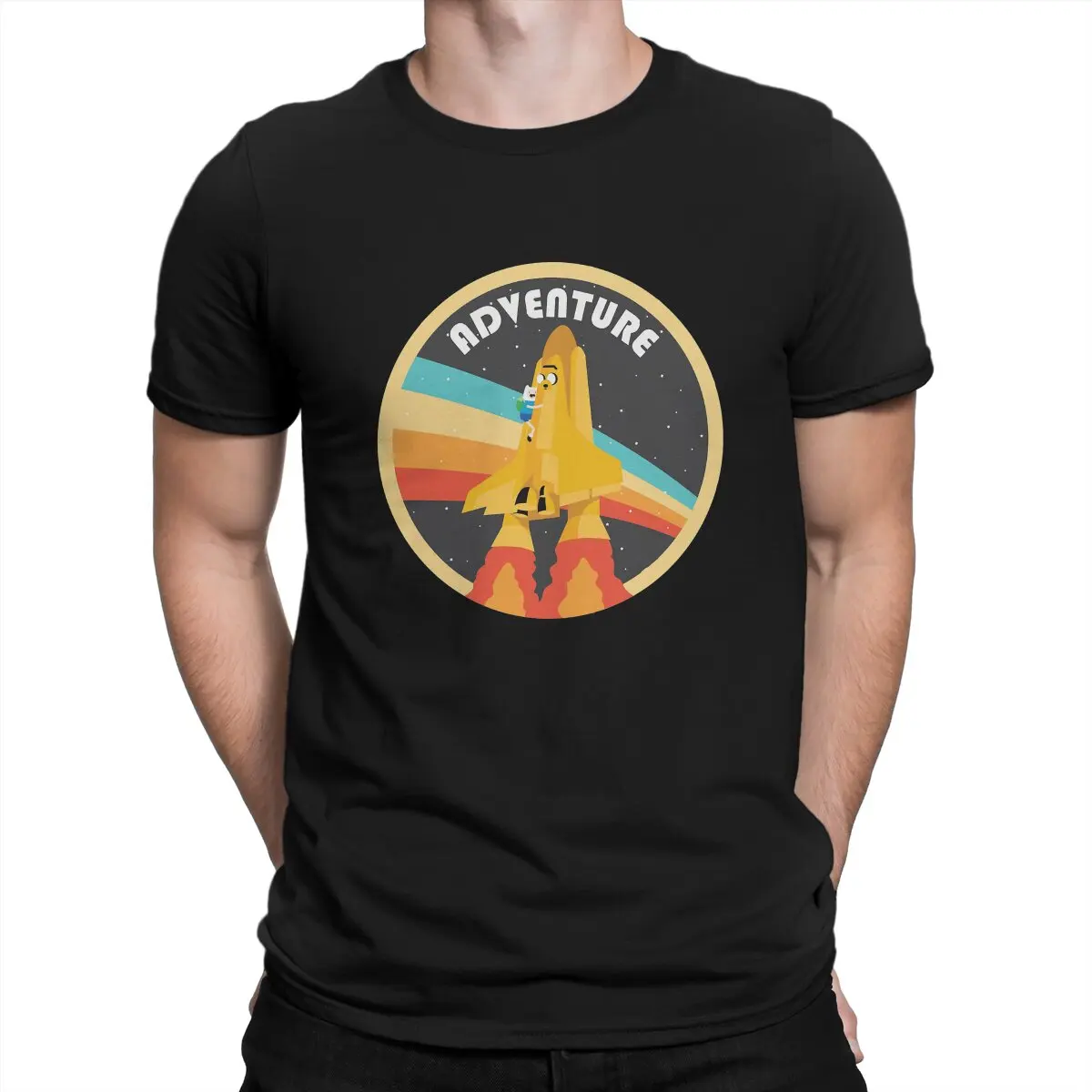 

Футболка мужская с принтом из сериала «Приключения времени», рубашка с рисунком космоса из полиэстера, одежда для мужчин