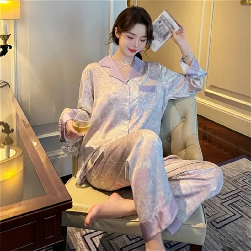 Пижамный комплект женский из 2 предметов атласная пижама искусственного шелка на