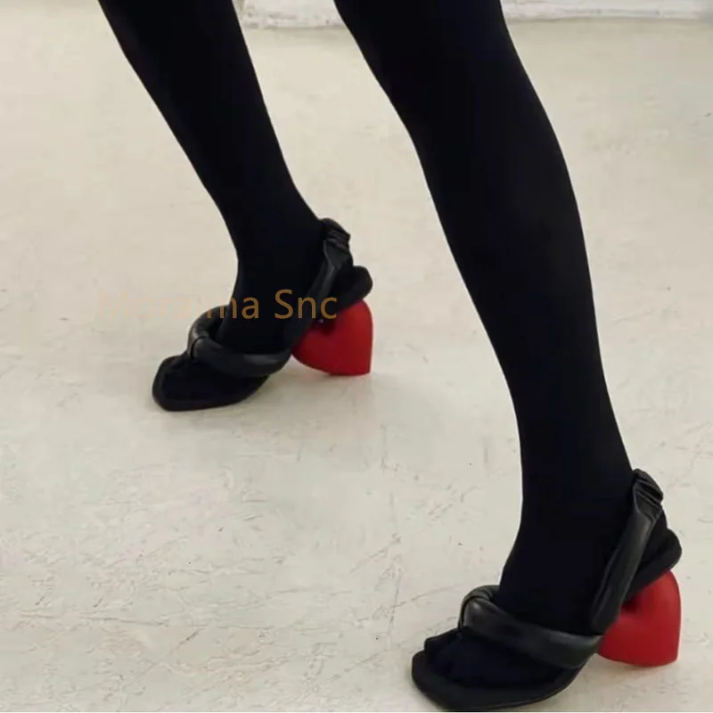2023 Summer Women's Sandals Strange Style High Heels Heart -Shaped Heel Slingback Ladies Shoes Fashion Party Wedding Shoes
