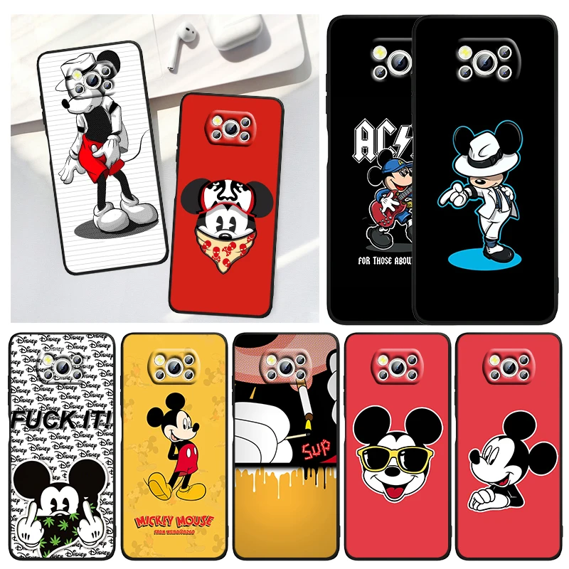 

Mickey Mouse Music Dance For Xiaomi Civi Mi Poco X3 NFC F3 GT M4 M3 M2 X2 F2 Pro C3 F1 Silicone Shell Capa Black Phone Case