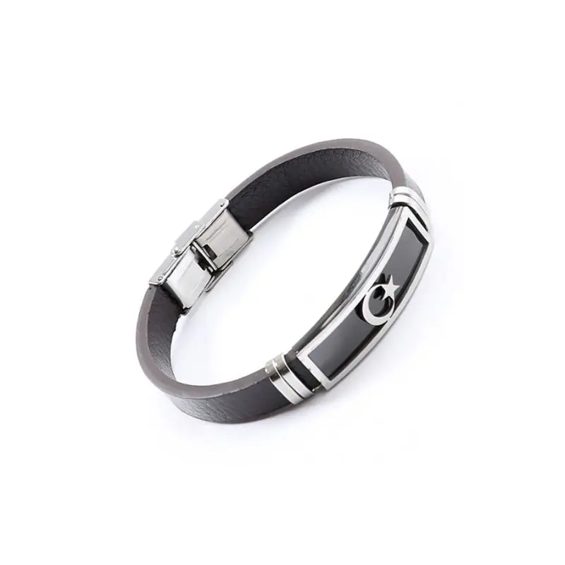Мужской черный стальной браслет с турецким флагом лето-зима 2022 модные трендовые