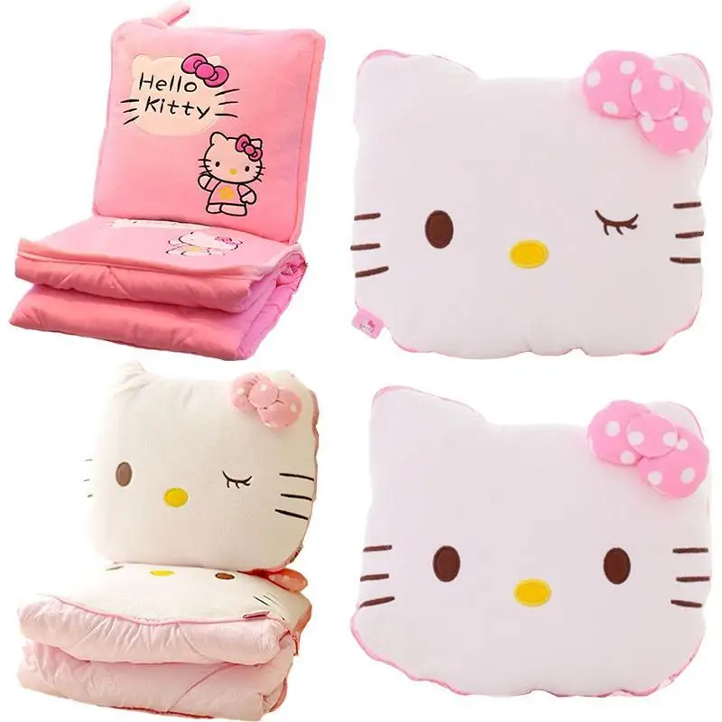 

Kawaii Sanrio аниме Hello Kitty одеяло для кондиционера мягкая уютная офисная плюшевая накидка подушка кондиционер одеяло подарок на день рождения
