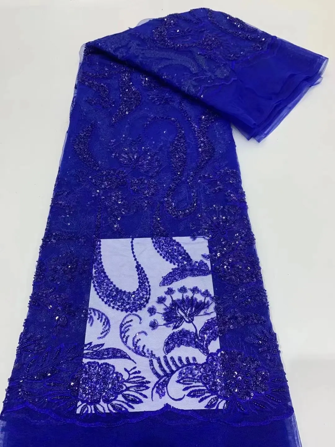 

Royalblue Handmade Lace African French Lace Fabric 2022 High Quality Beaded Ghana Lace For Nigerian Lace Fabrics For Party Dress