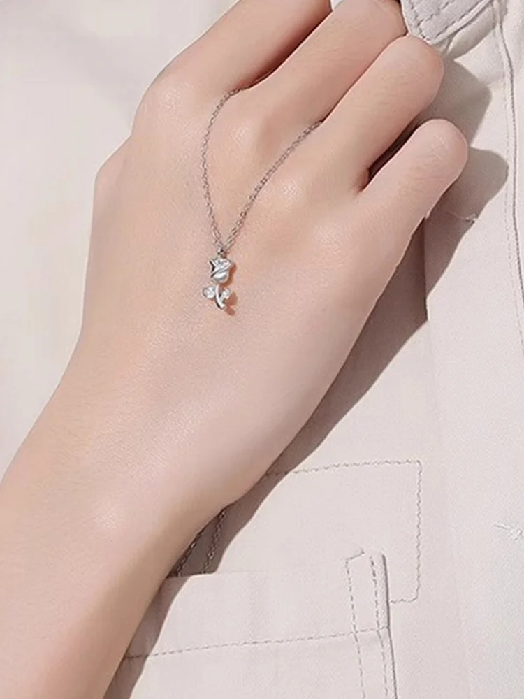 Ожерелье Vana с шипами и розой из стерлингового серебра для женщин