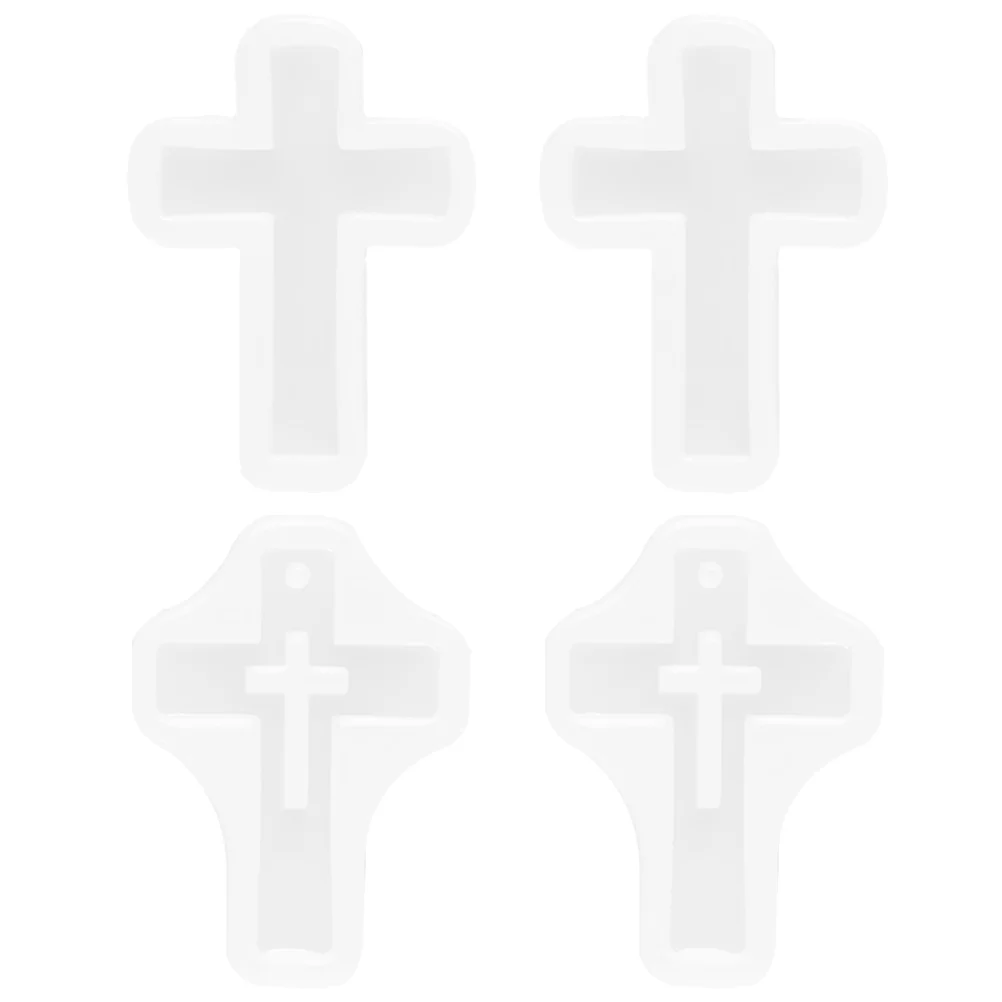

4 Pcs Resin Pendant Mold Cross Dangle Earrings DIY Silicone Epoxy Mould Crystal
