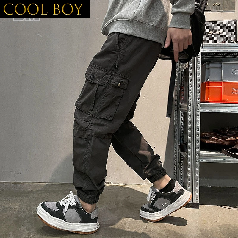 J BOYS Boutique Streetwear Loose Tactical Cargo Pants Men Clothing Japanese Harajuku Khaki Jogging Pants Military Baggy Casual T