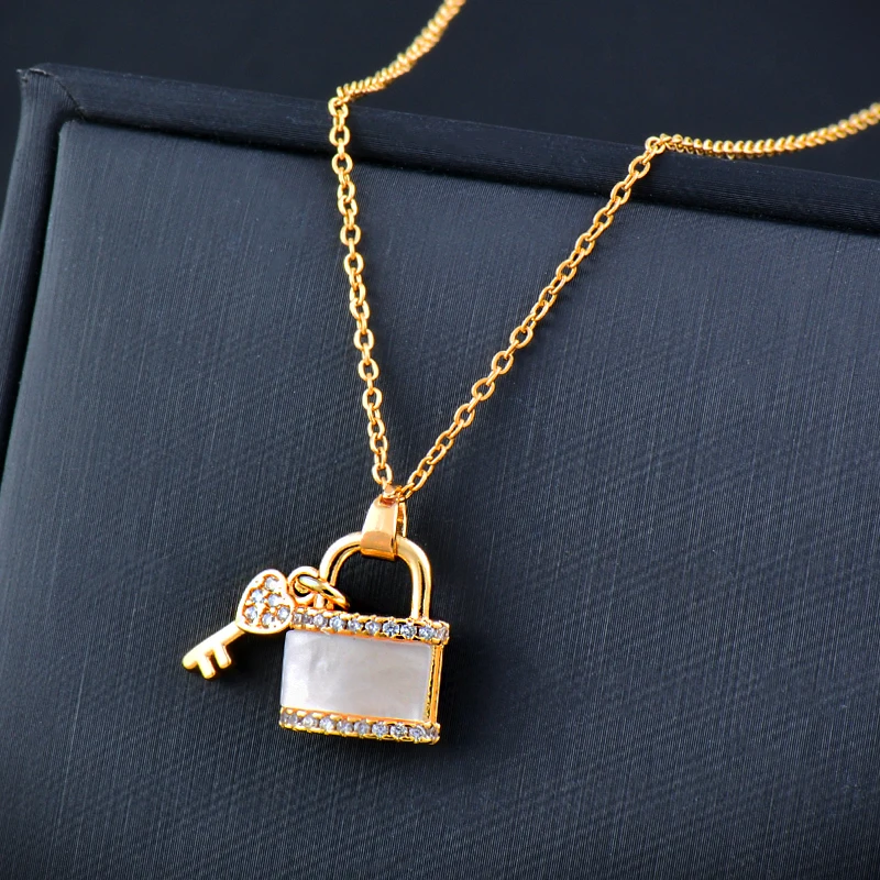 

KIOOZOL stainless steel mix styles crystal flower pendant necklace for women gold color choker chain on neck 2022 new 264 KO1