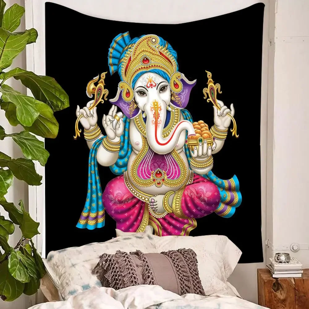 Indian Elephant Mandala Tapestries Multiple Sizes Wall Hanging Ganesha Walls Decor Polyester Fabric Home
