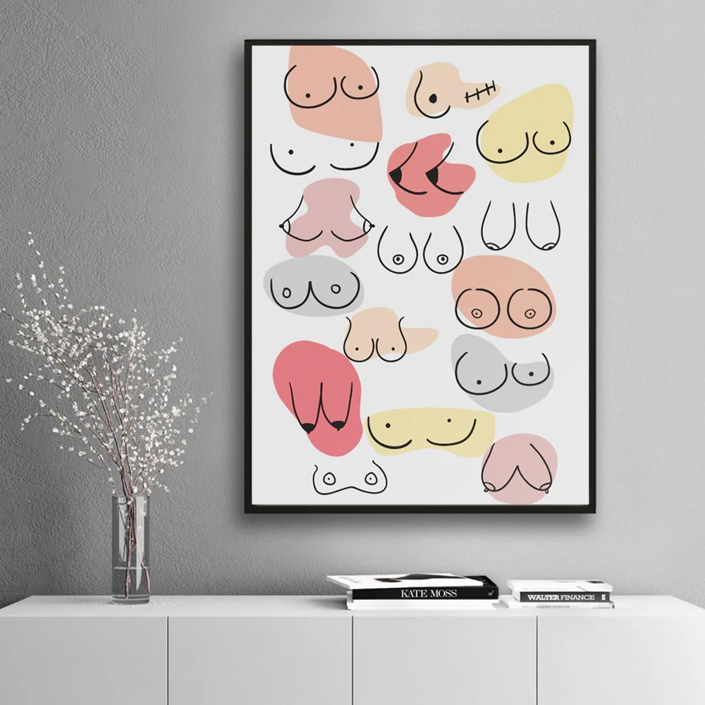 

Bathroom Wall Decor Canvas Painting Nude Line Boobs Canvas Art Poster Get Naked Shower Canvas Picture Fashion Art Prints
