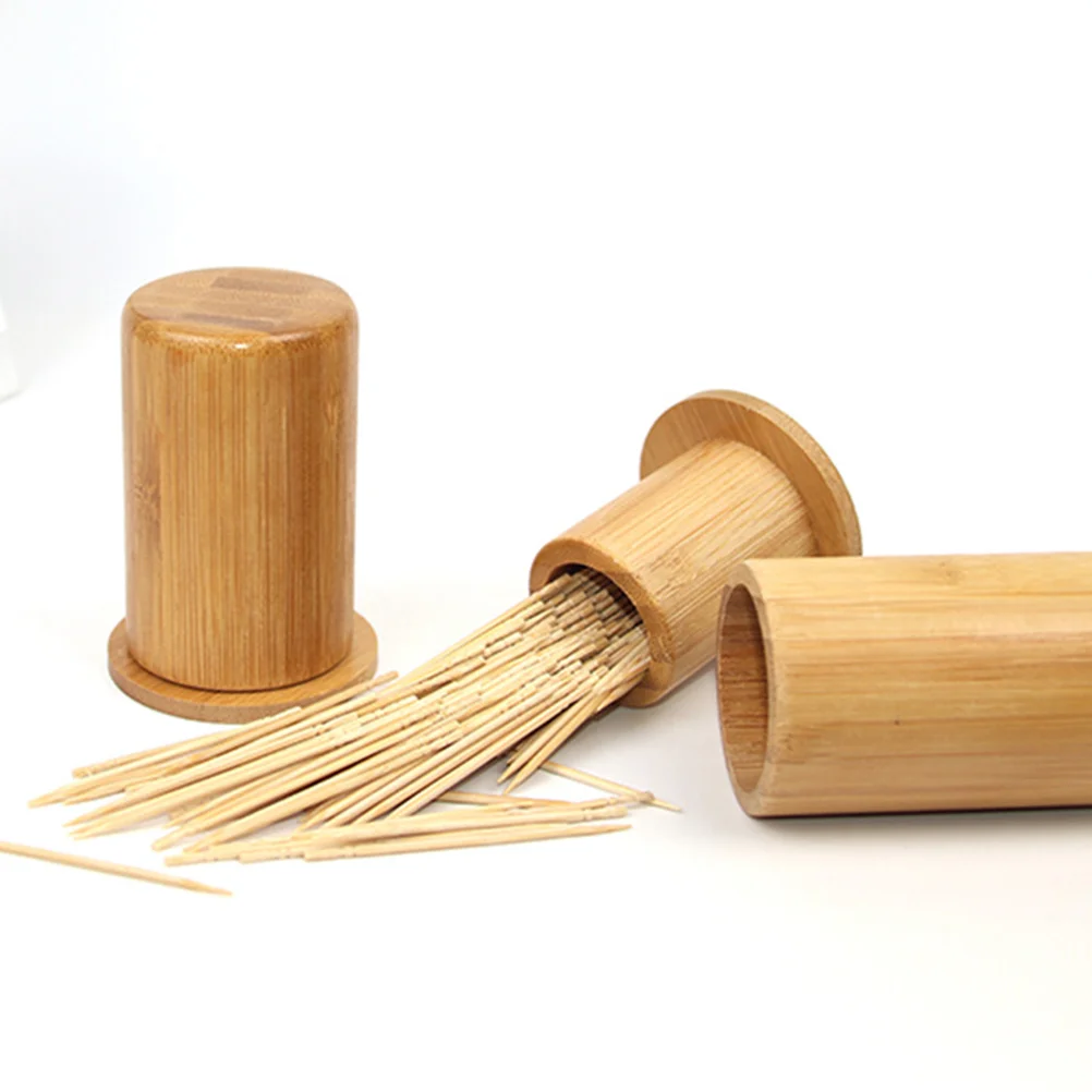 

Toothpick Holder Dispenser Box Wood Cocktail Stick Wooden Mini Kitchen Toothpicks Jar Container