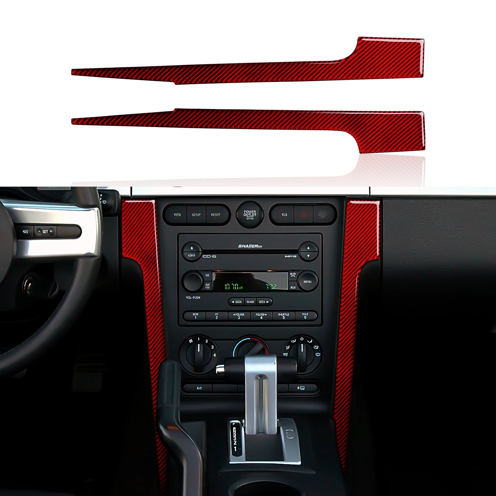 

For Ford Mustang GT 2005-2009 S197 Accessories Carbon Fiber Sticker Decal Car Left of Radio A/C Console Interior Trim Cover