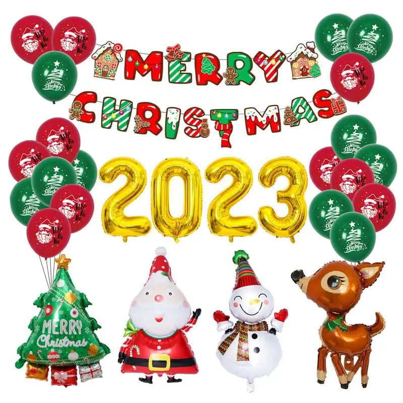 

Christmas Party Balloons Decorations Christmas Balloons Set With 2023 Number Balloons For Kids Christmas Garland Arch For