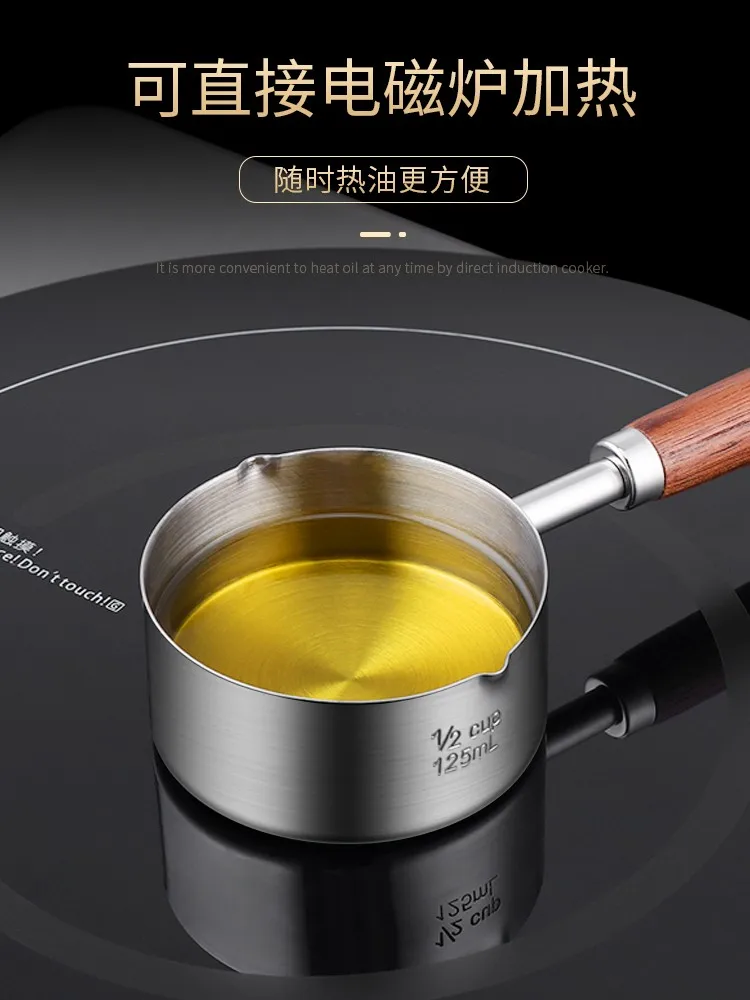 

Stainless steel hot oil spoon long handle oil pouring spoon oil pouring spoon oil splashing surface heatable artifact mini pot