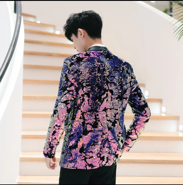 Новый мужской костюм с градиентом и блестками платье для выступлений клуб ночной