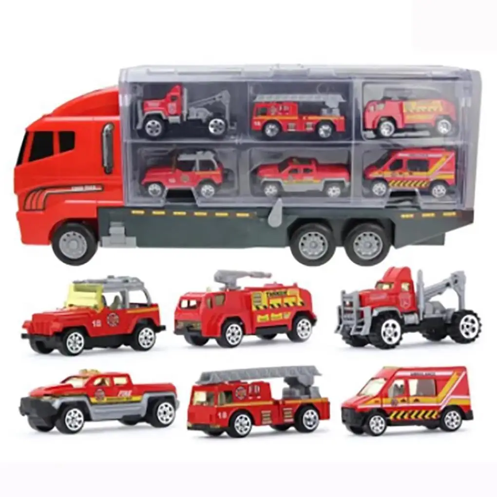 

Vehicles Toy Carrier Truck Birthday Gift Fine Workmanship Compact Size Long-lasting Multicolored Alloy Structure Red