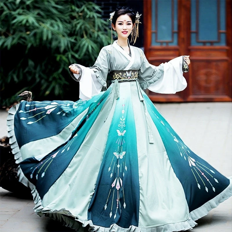 

Традиционный китайский костюм ханьфу 2022, красный женский костюм феи народного танца, костюм принцессы для девочки, костюм народного представления