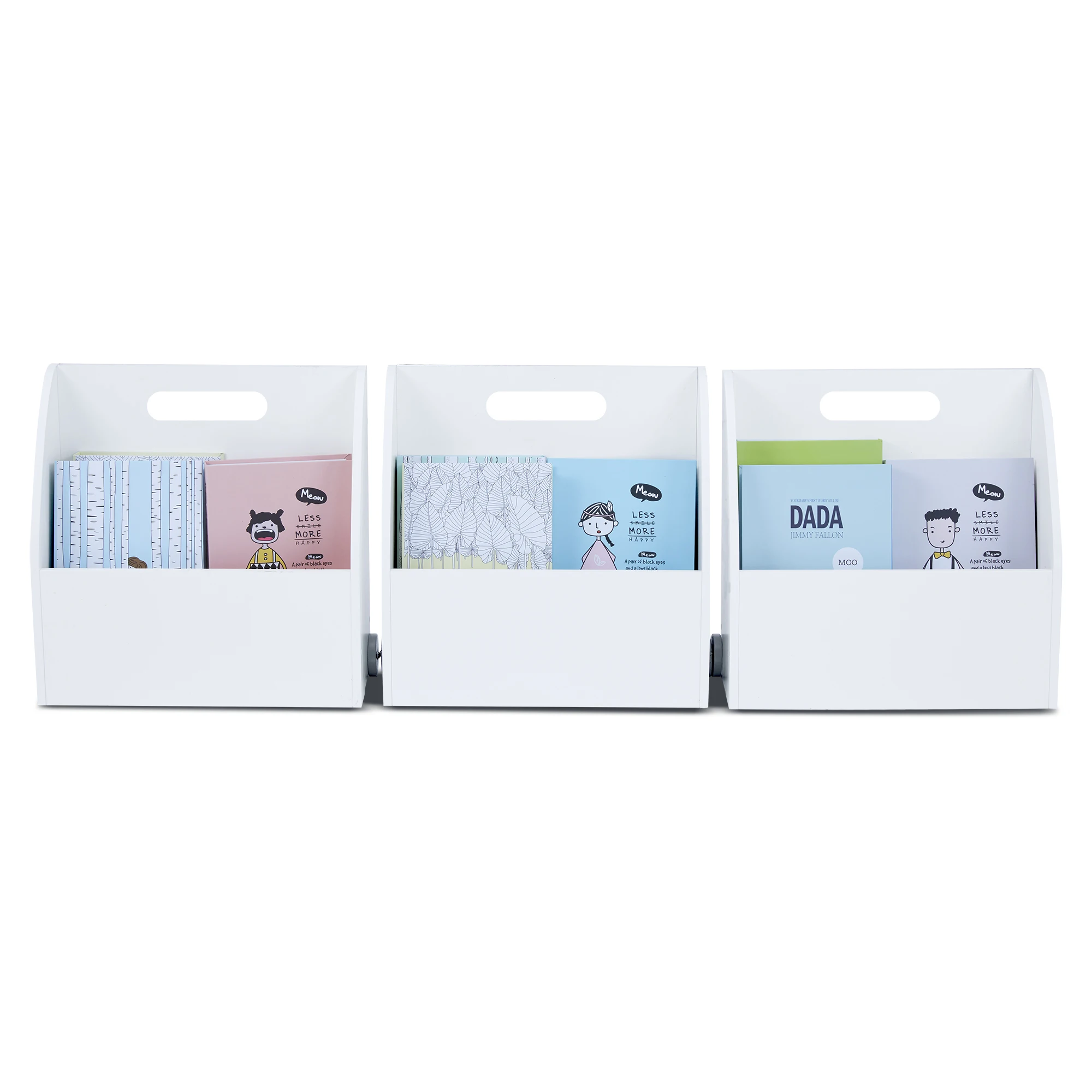 Portable Bookcase x3 with magnetic Whiteboard, White