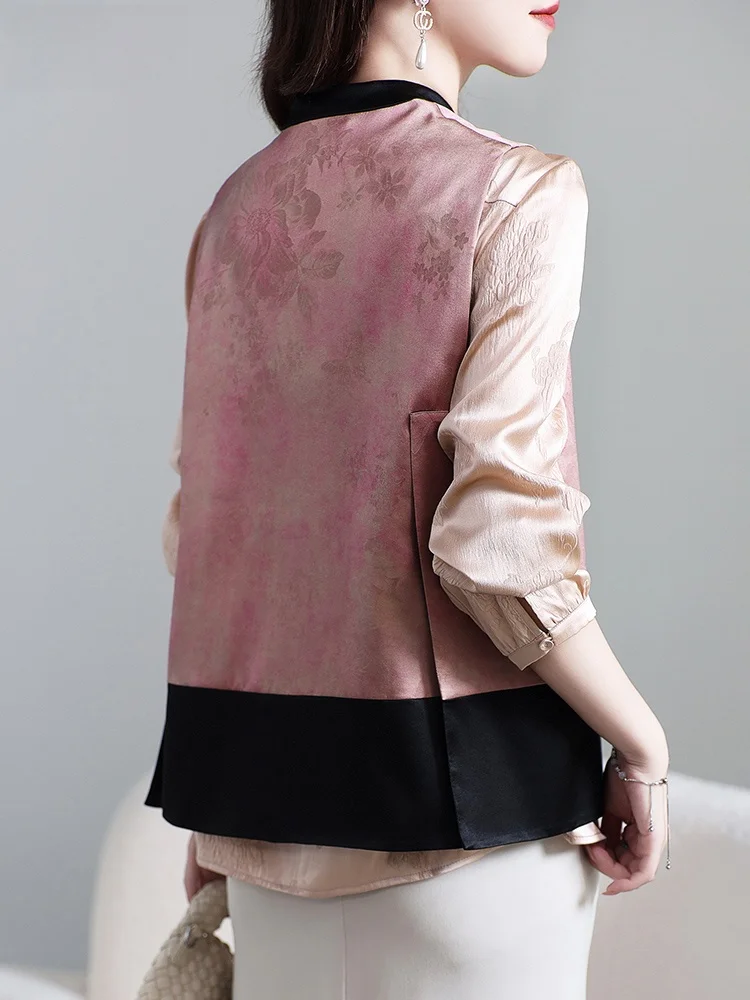 Тяжелый шелковый жилет для женщин осень 2024 новый уличный с кисточками и принтом