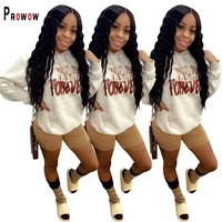 prowow casual women sweatshirts 2022 new spring fall hooded letter print tops clothes long sleeve workout sweat streetwear