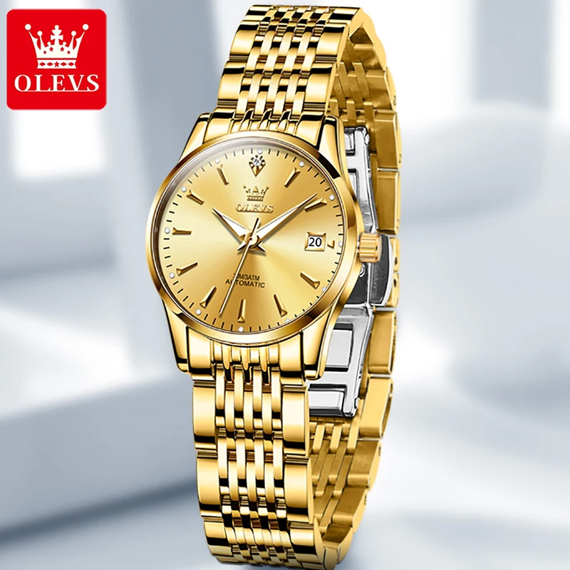 

Top Brand Luxury OLEVS 6635 Fashion Ms Stainless Steel Strap Business Waterproof Automatic Luminous Ms.Luxury Machinery Watches