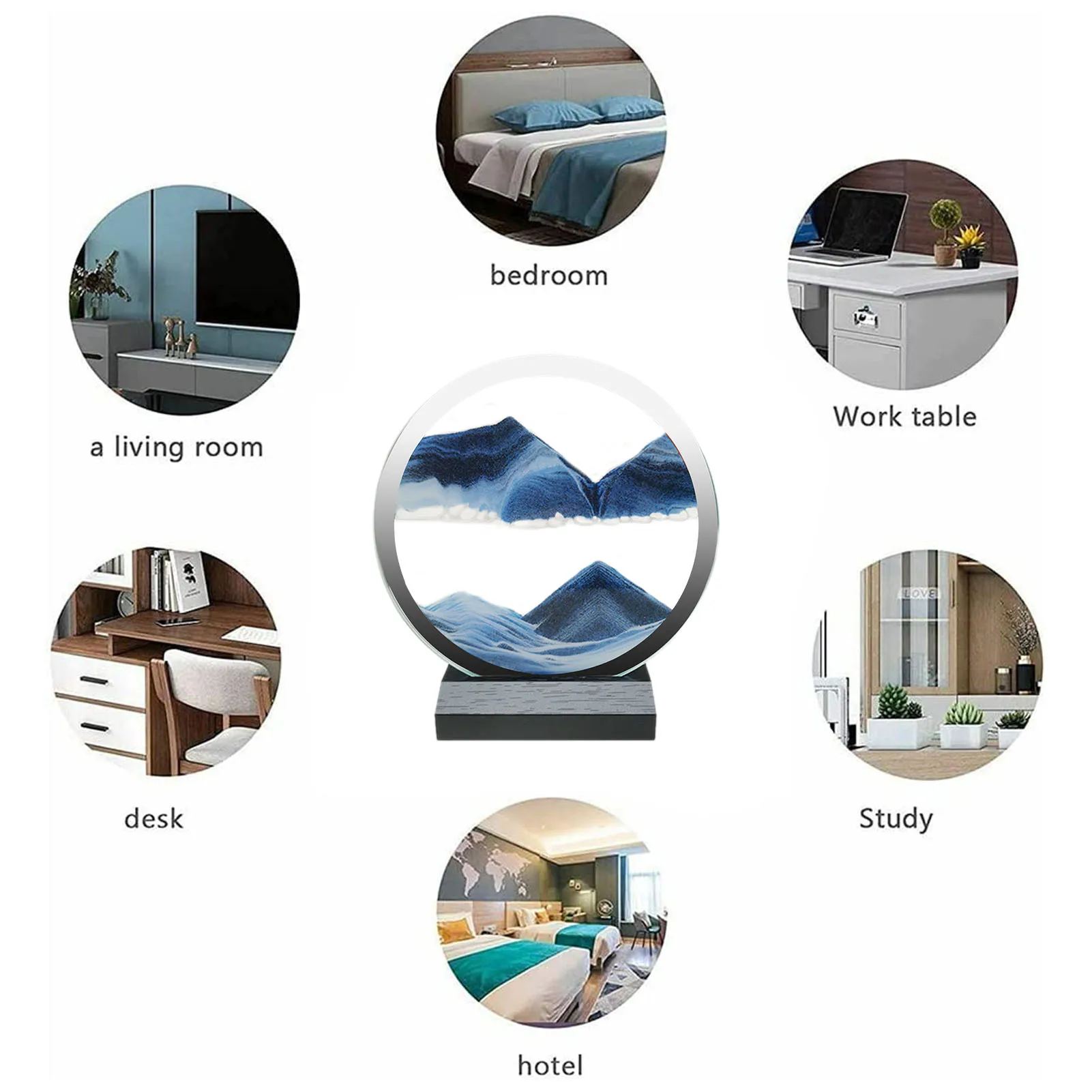 Движущийся песок живопись 3D динамический зыбучий фотоорнамент с круглым