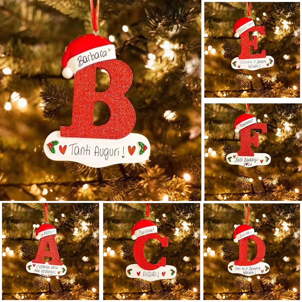

Украшение для рождественской елки, подвеска с буквами, 26 букв, деревянная подвеска для домашнего праздника, новогоднее декоративное украше...