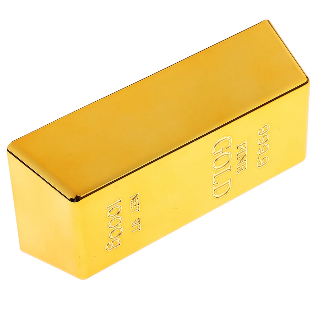 Fake Fine Gold Bullion Bar Paper Weight Door Stop 6'' Prop Polished