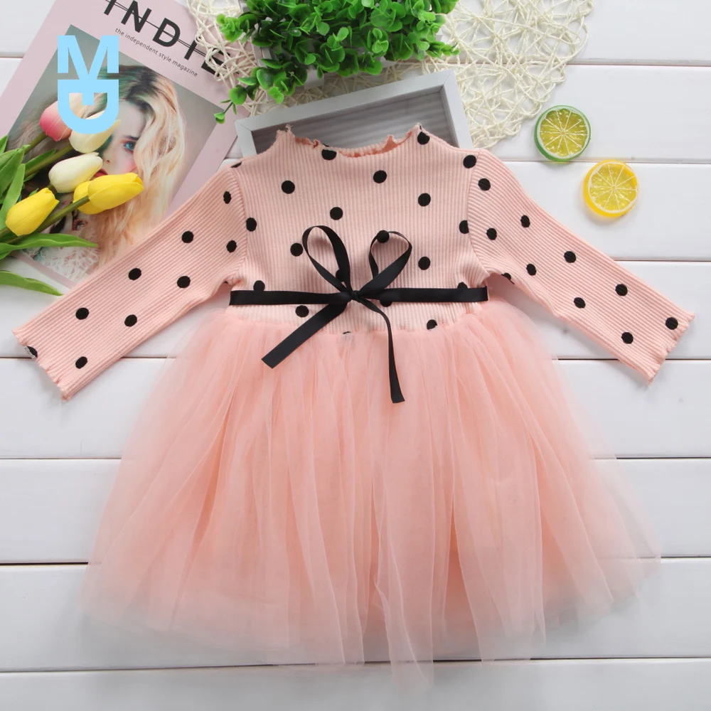 

New Long Sleeve Baby Girl Dress born Princess Infant Baby Girl Clothes Polka Dot Tutu Ball Gown Party Dresses Little Girl Clothe
