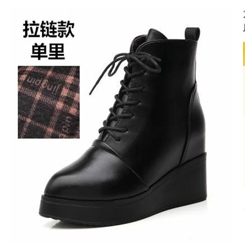 

Весенние женские ботинки, кожаные ботинки на платформе, обувь на скрытом каблуке, высокие кроссовки, повседневная обувь для женщин, ботильо...