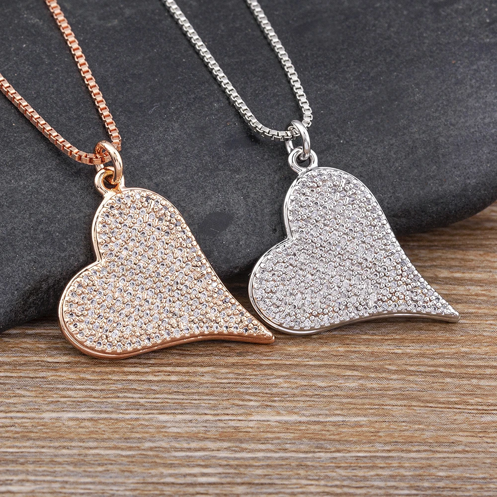 

AIBEF New Design Romantic Copper Chains Necklaces Fashion Women Rose Gold Heart Pendant Necklace Ladies Jewelry Gifts