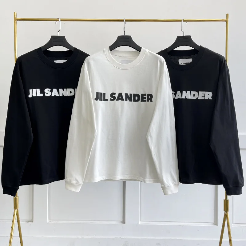 

2023, Высококачественная Тяжелая Минималистичная футболка JIL Sander с длинным рукавом, для улицы, мужская и женская модная брендовая Повседневная футболка для пар