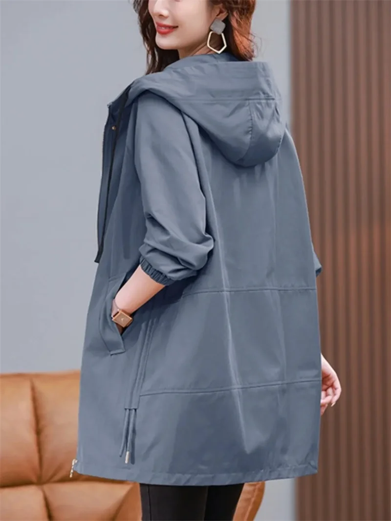 Ветровка женская на весну и осень новинка 2024 Женское пальто средней длины с