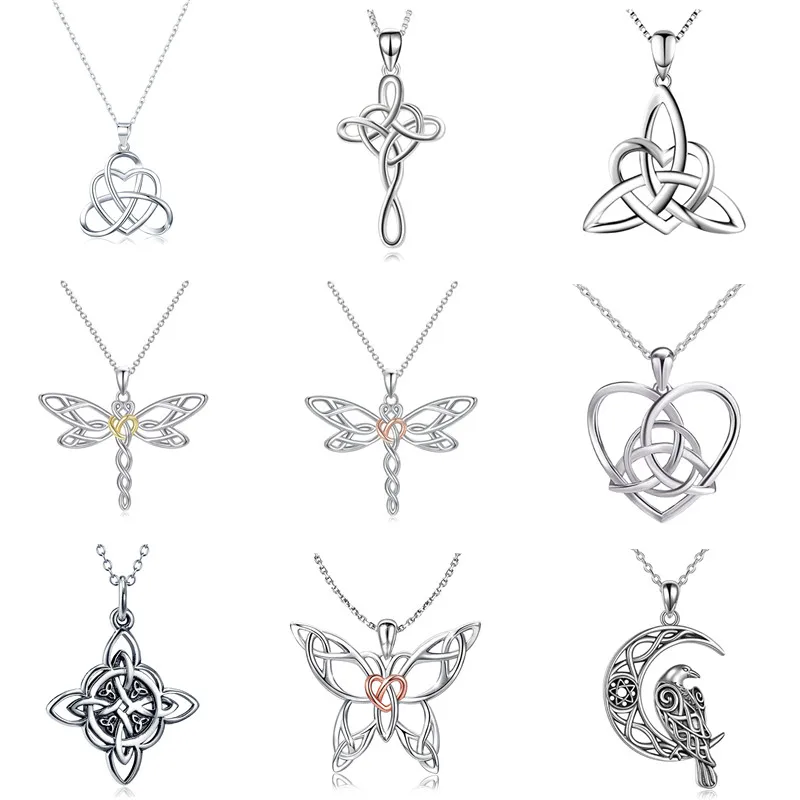 Модный Крест Серебряный Узел бесконечность сердце любовь стрекоза кулон