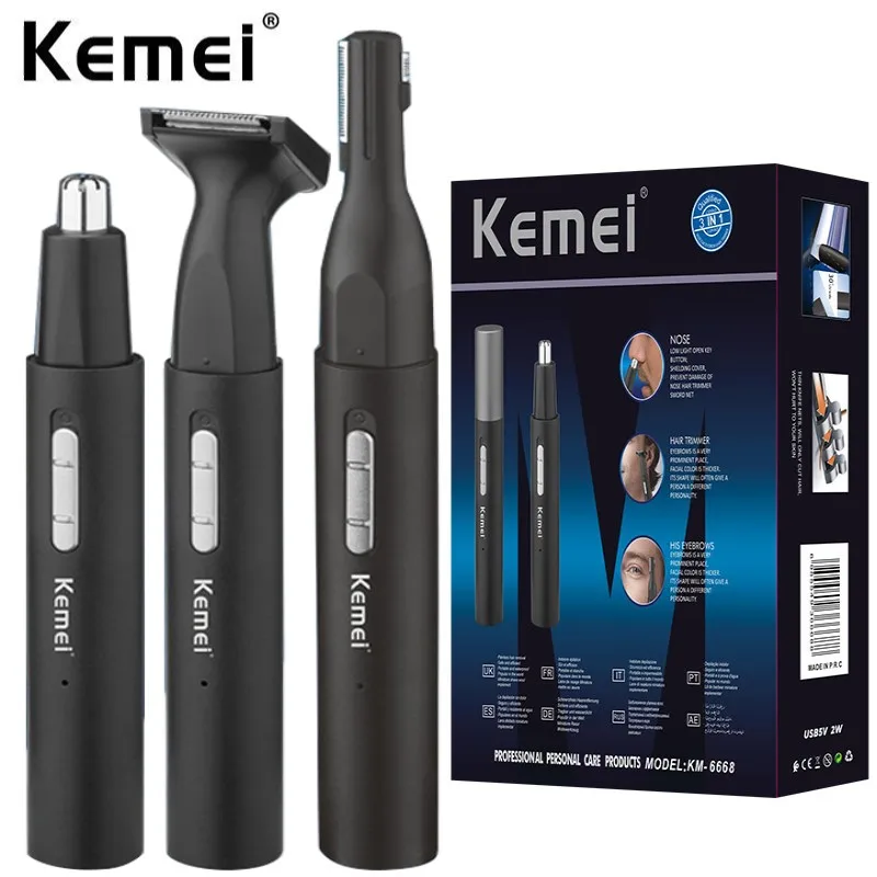Kemei 6668 all in one pen nose hair trimmer for men grooming kit electric beard trimmer facial body eyebrow ear trimmer