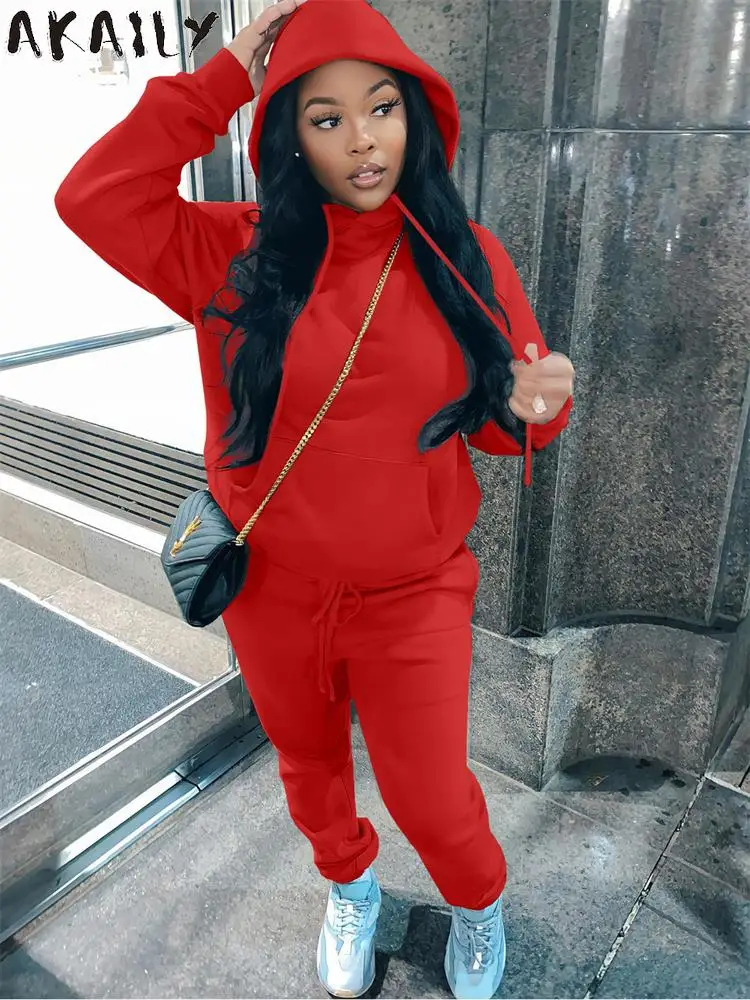 

Akaily Black Tracksuit Women 2 Two Piece Sets Fall Winter Outfit 2022 Long Sleeve Hoodies And Pants Sets Ladies Pink Sweatsuits