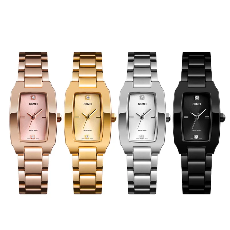 2023 Women Quartz Watch Rhinestone Inlaid Rectangle Dial Wrist Watch With Steel Band Reloj Mujer Reloj часы женские наручные