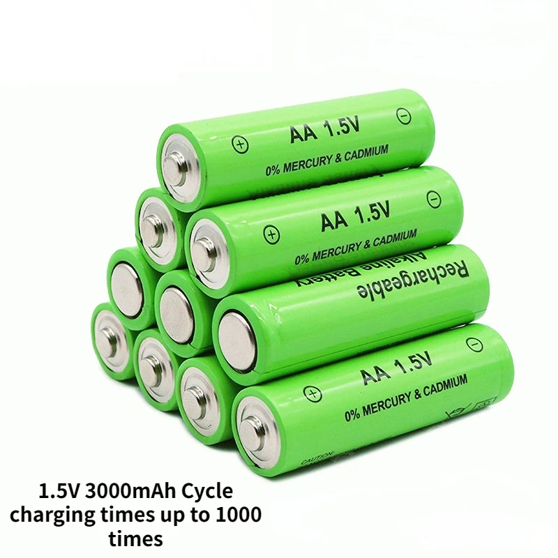 

1.5V Large Capacity Rechargeable Alkaline AA Battery 3000mAh, Suitable for Household Appliances, Toys, Flashlights, Calculators