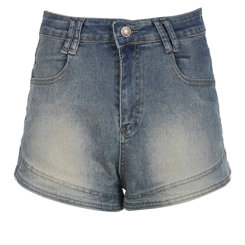Women Fashion High Waisted Rolled Denim Shorts Vintage Summer Casual Pocket Short Jeans Ladies Hotpants Shorts 2023