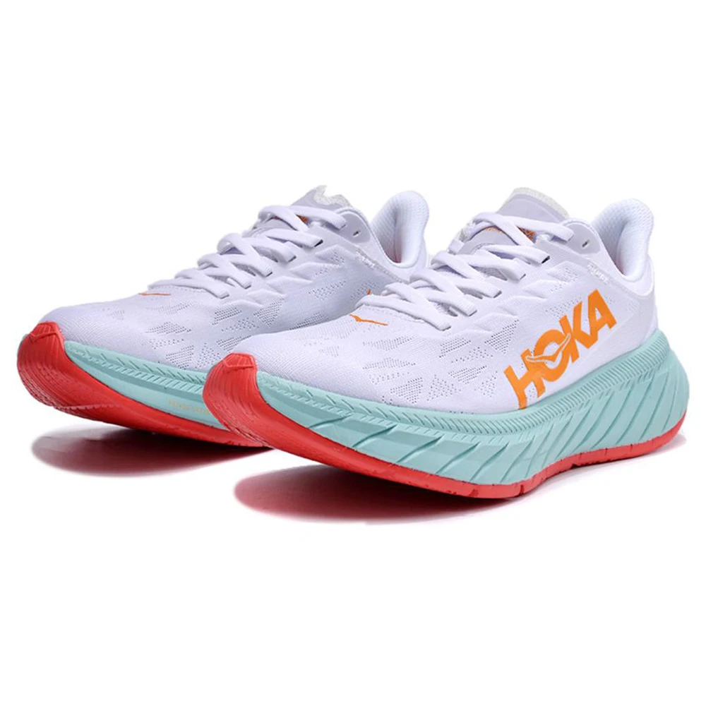 HOKA Carbon X2 Athletic Road Running Shoes Shock-Absorbing Sports Shoes Engineered Mesh Delivers Breathable Comfort Men Sneakers