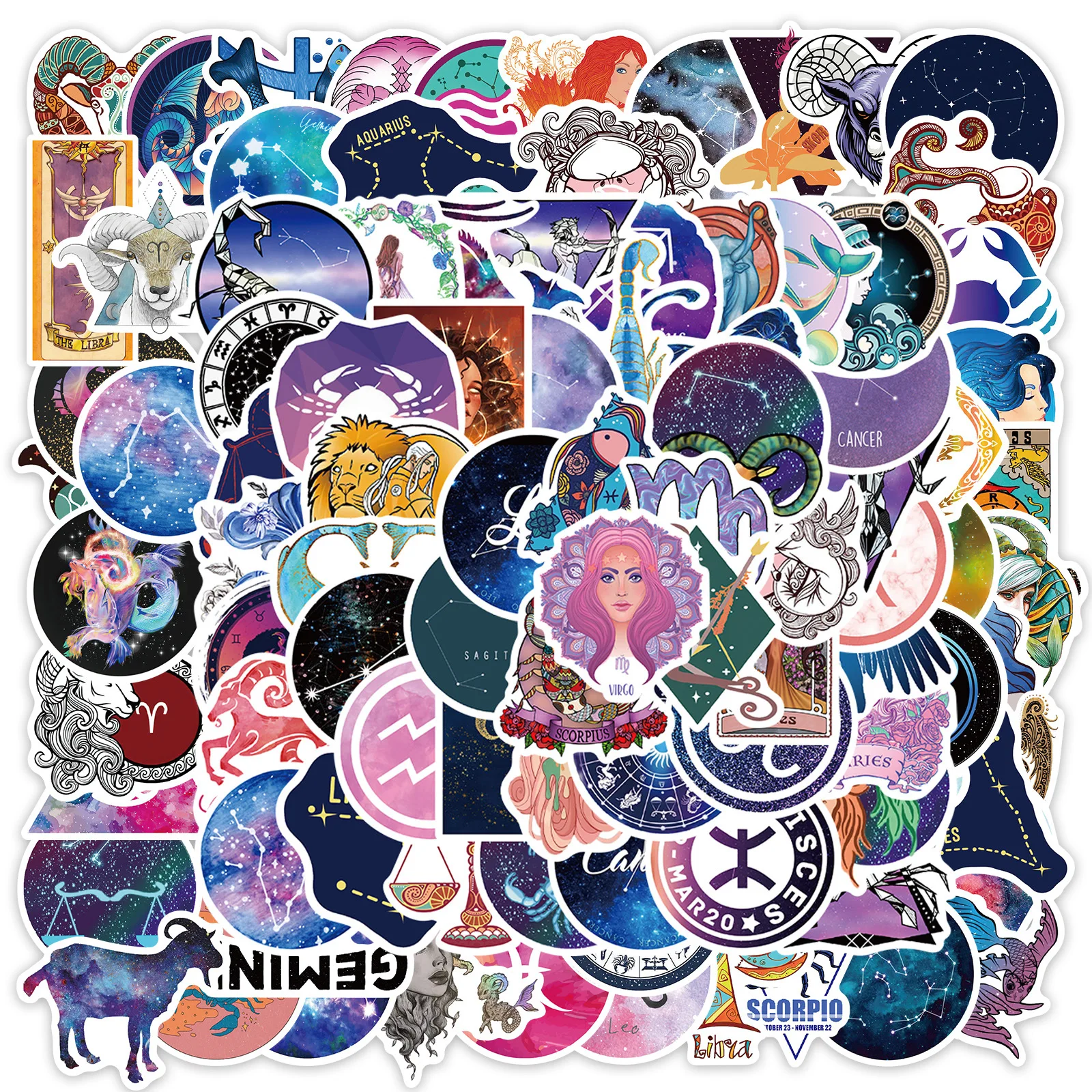 

10/50/100PCS Cartoon Zodiac Signs Graffiti Stickers for Luggage Journal Laptop IPad Skateboard Waterproof Stickers Wholesale