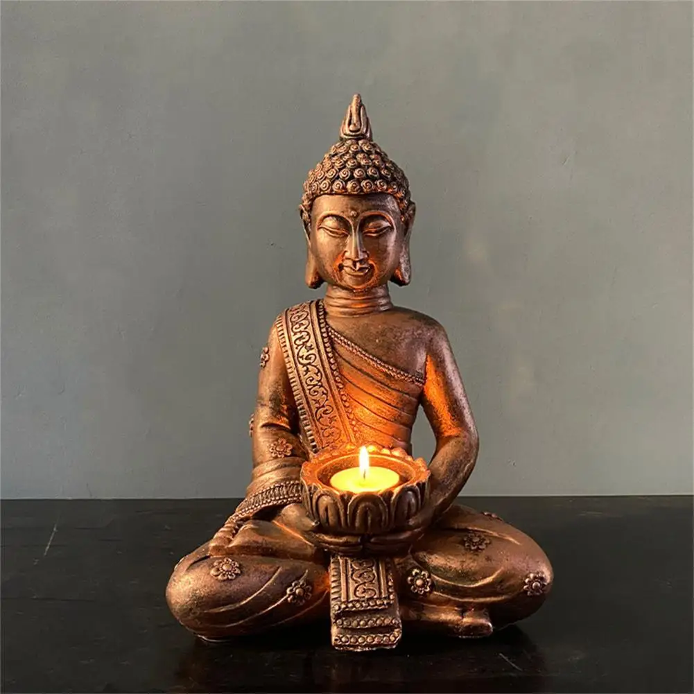 

Buddha Sculpture Great Long Lasting Fine Workmanship Clear Carved Buddha Ornament for Bedroom Buddha Candlestick Resin Crafts
