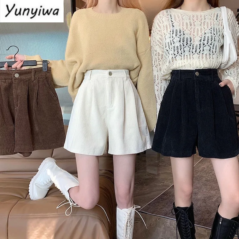 

Shorts Women Autumn College Friends Simple Pure Corduroy New Arrival Mujer Cozy Design Casual Fashion Basic Feminino Ulzzang Ins