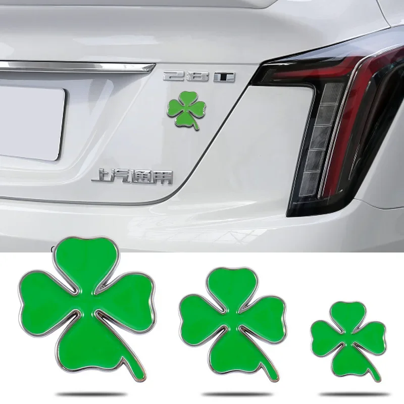 Металлическая эмблема автомобиля с четырьмя листами клевера наклейка на задний