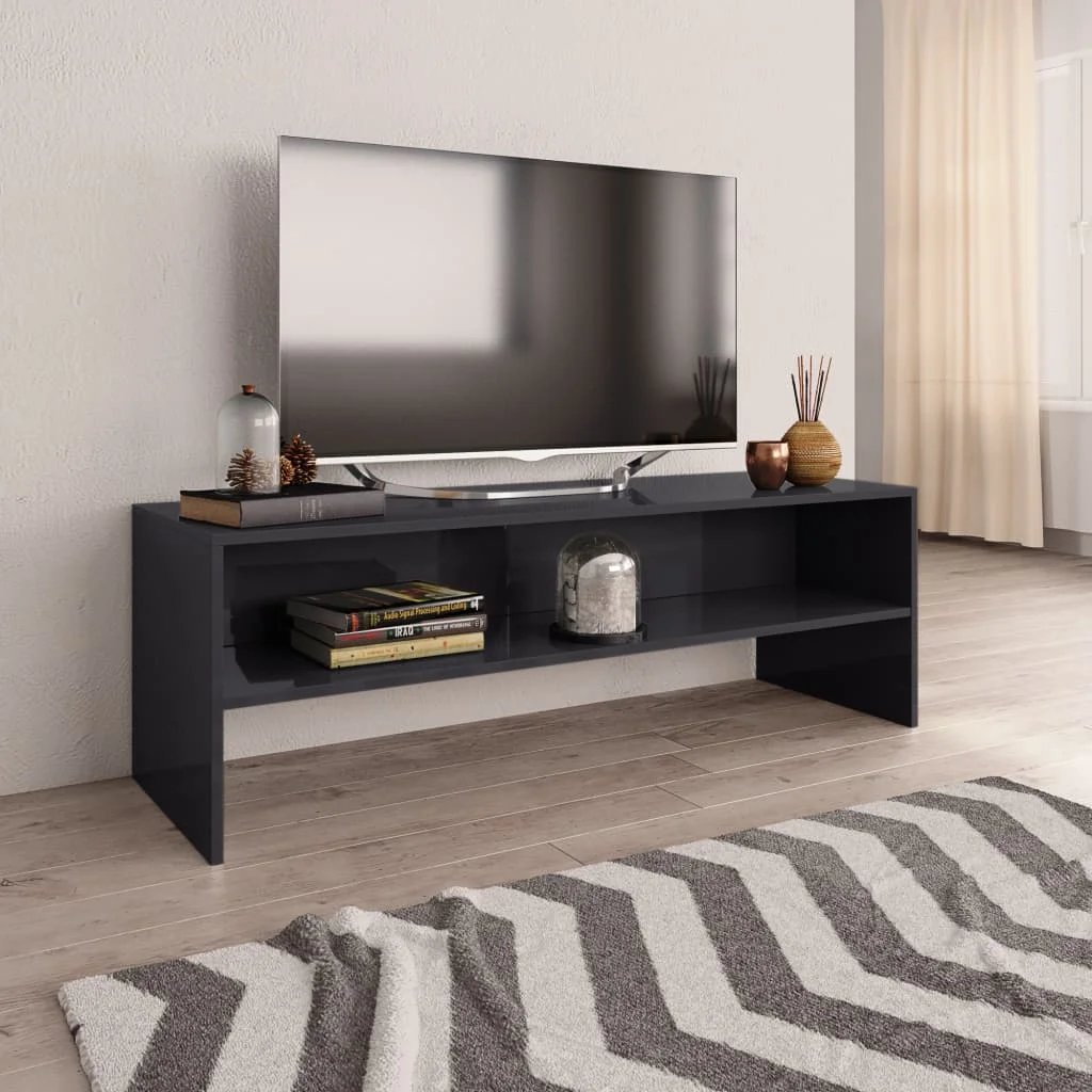 

TV cabinet gloss gray 120x40x40 cm chipboard