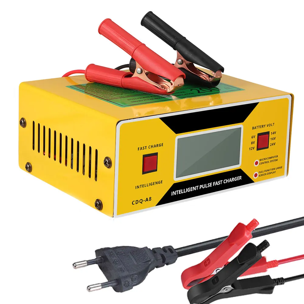 6/8/12/14/24V 0-10A Full Automatic Car Battery Charger 12V Digital Display Battery Charger Power Puls Repair Chargers With Cable