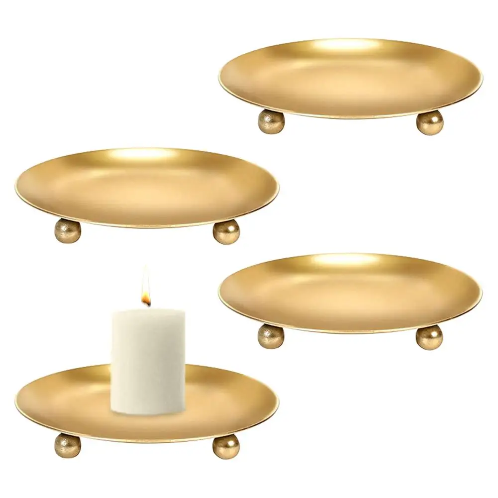 

4pcs Iron Tray Candle Holder Decorative Candle Stand For Table Centerpiece Wedding Party Spa Decoration