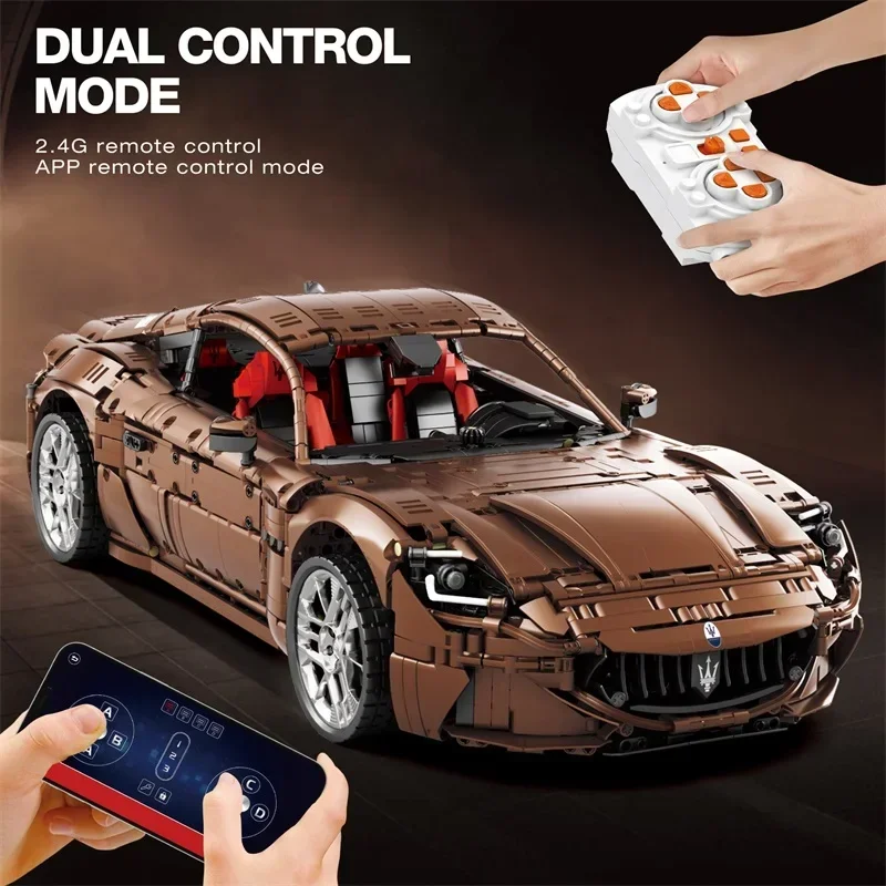 Фото Модель автомобиля Maserati GranTurismo в масштабе 1:8, конструктор с дистанционным управлением, суперкар, технологичная модель автомобиля из кирпичиков, игрушка, настольное украшение для коллекции. №5